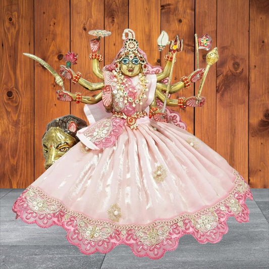 Durga ji Pink Embroidery Lace Work Dress