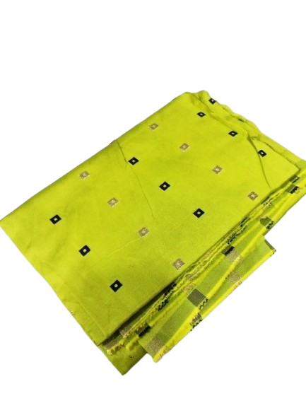 Lime Green Unstitched Cotton Silk Fabric Material