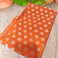 Elegant Orange Brocade Fabric with Intricate Zari Butis