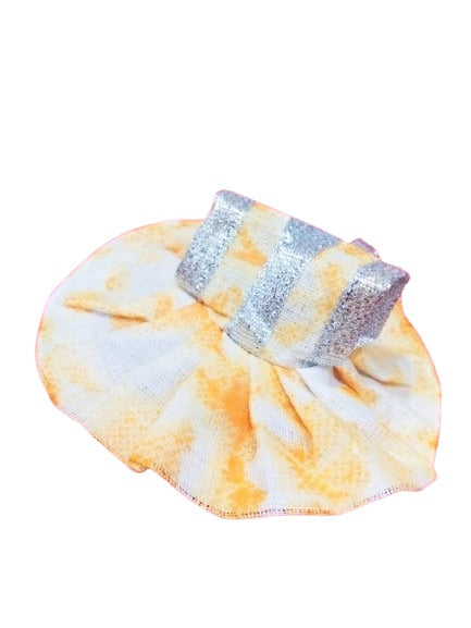 Yellow & White Printed Summer Cotton Dress For Kanha Ji