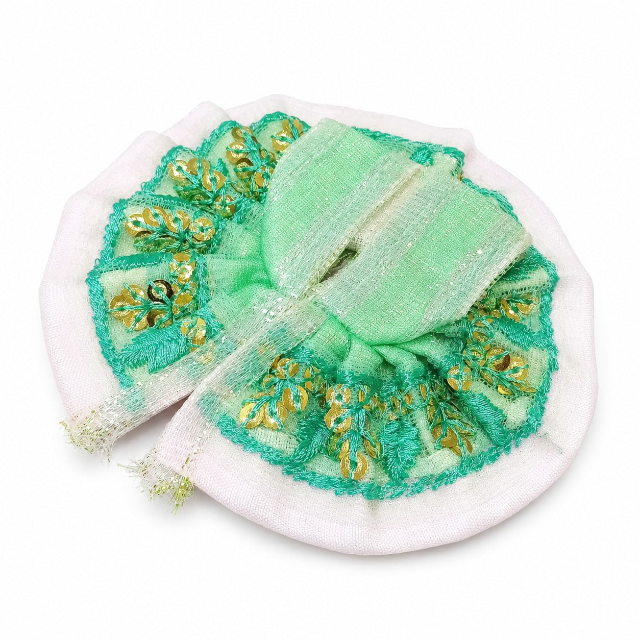 Laddu Gopal Sea Green & White Sequin Poshak
