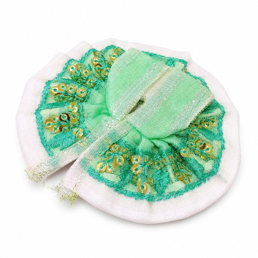 Laddu Gopal Sea Green & White Sequin Poshak