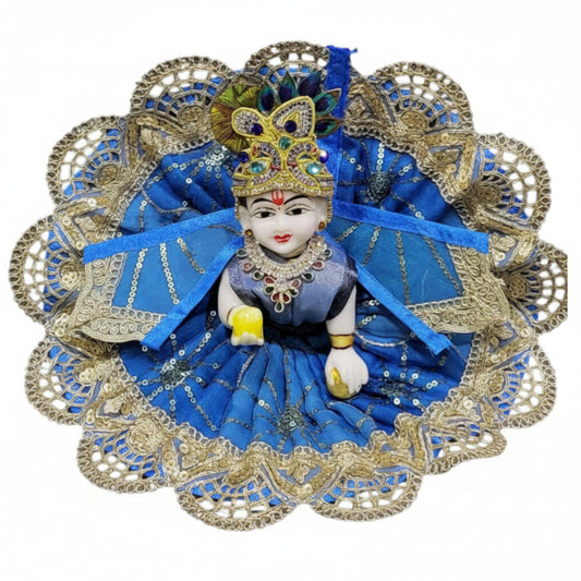 Heavy Pearl Work  Laddo Gopal Bal Krishna Designer Dress-of Satin Fabric Poshak with thread Design  for all festival Home Decor