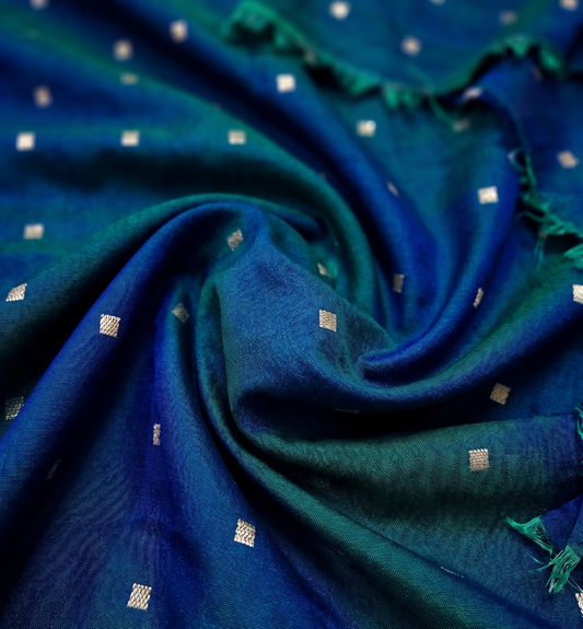 Royal Blue Silver Dot Woven Fabric