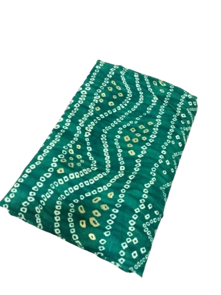 Traditional Emerald Green Bandhani Print Fabric