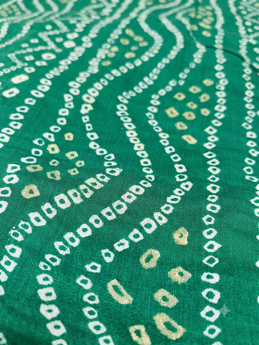 Traditional Emerald Green Bandhani Print Fabric